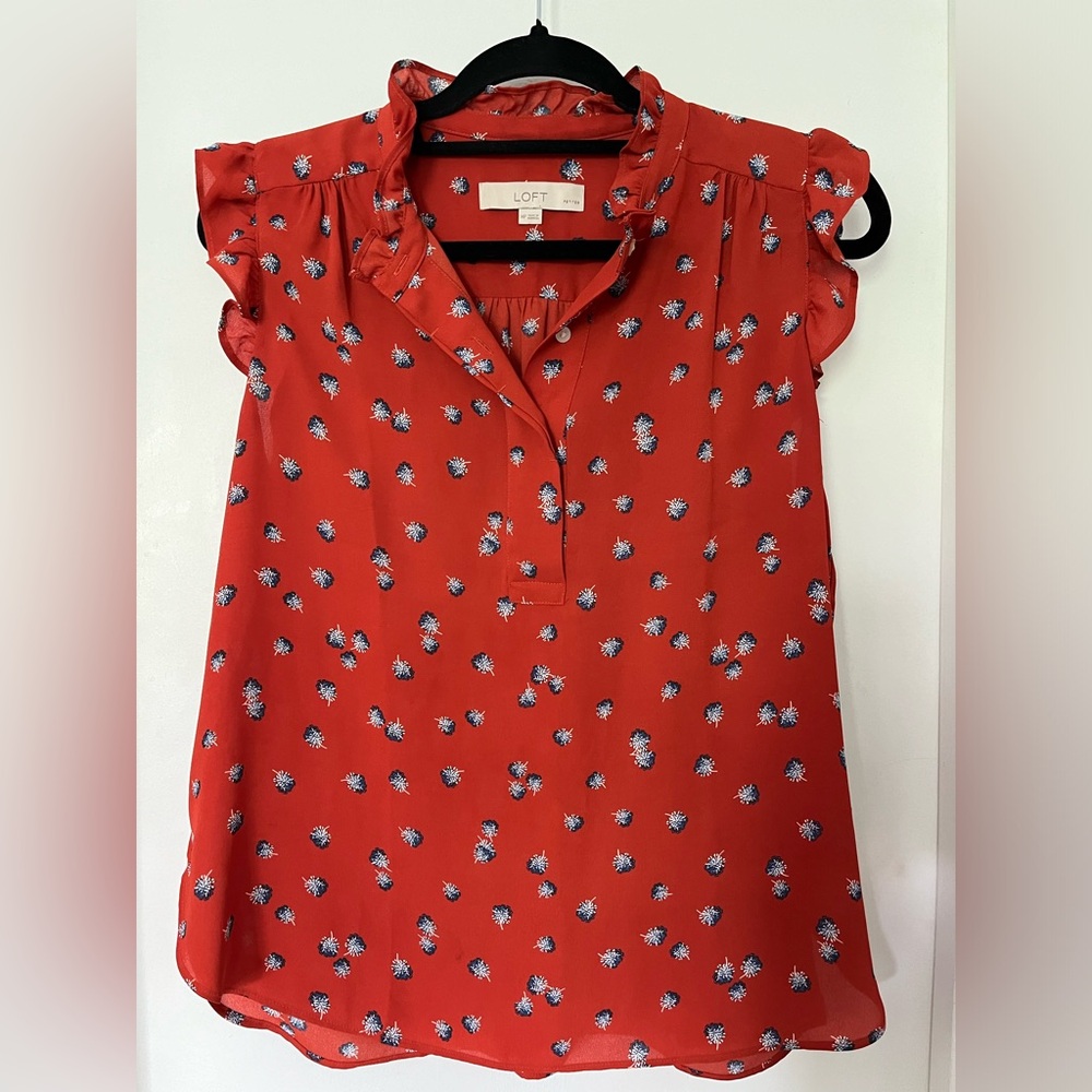 Loft sleeveless blouse with ruffles